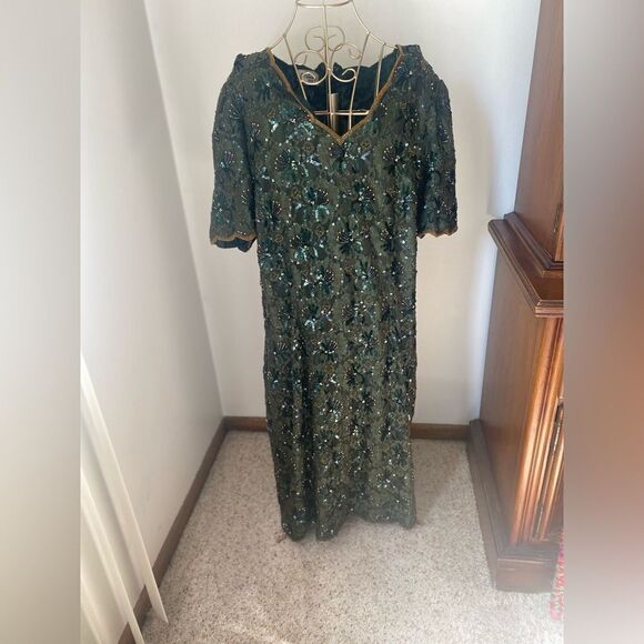 Vintage Stenay plus size green sequin dress - Picture 1 of 12